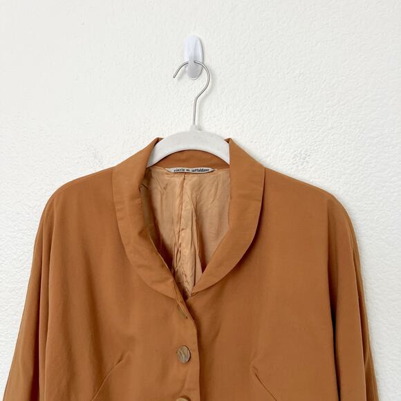 [Vintage] Cinzia M. Iaffaldano Size Medium M Cognac Brown Wool Cropped Jacket - Picture 3 of 12